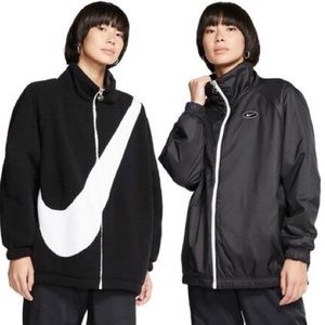 NIKE OVERSIZED REVERSIBLE FLEECE AND NYLON JACKET